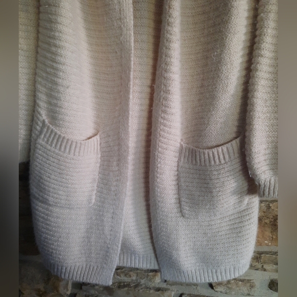 Max Studio Open Front Long Oversized Cardigan Sweater Beige Soft Size Small - Picture 2 of 12